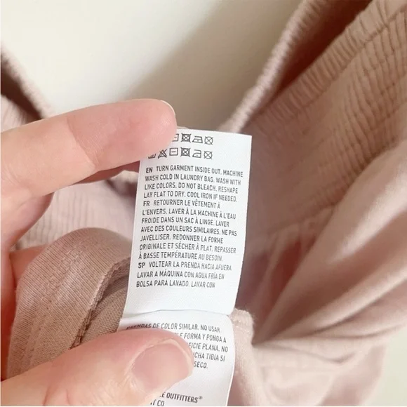 American Eagle shirt blush pink lace up off the shoulder flowy - Picture 9 of 10